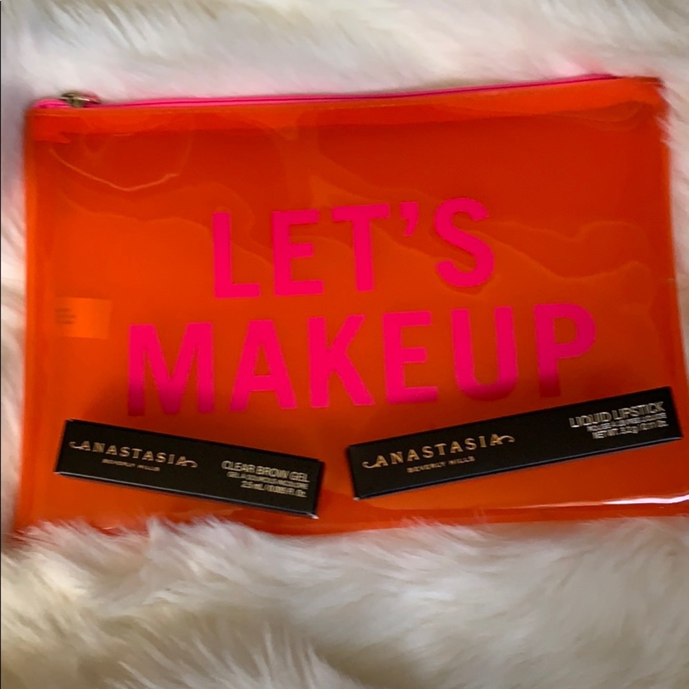 All Brand New Makeup Bag and Lipstick and Brow Gel